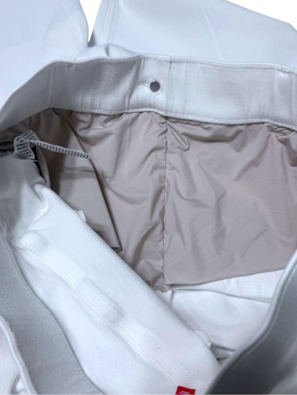 SPANX Supersmooth White Stretch Twill Cropped Wide Leg Pants Patch Pockets L - Picture 10 of 16